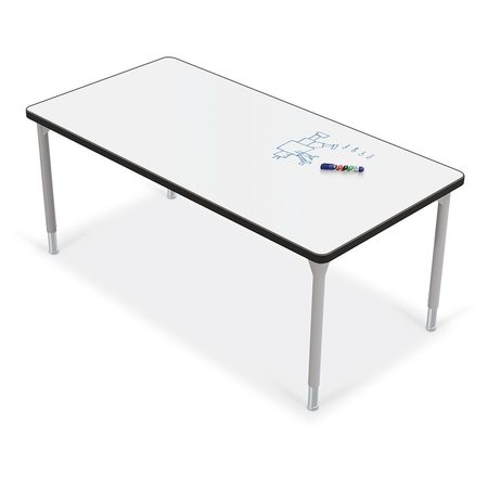 Mooreco Porcelain Desktop, 30x60 Hierarchy Table with Platinum Direct Mount Shapes Legs 70525
